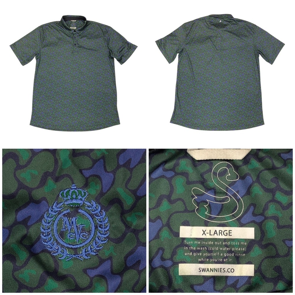 Swannies Polo Shirt Men's XL Geometric Short Sleeve Golf Performance Stretch